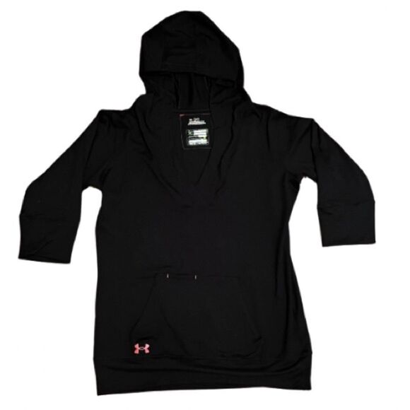 Under Armour Women’s All Season Hooded Sweatshirt Black 3/4” Sleeve  Size Small - Picture 1 of 7